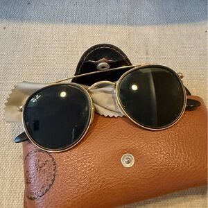 Ray-Ban Round Double Bridge Gold Frame Sunglasses